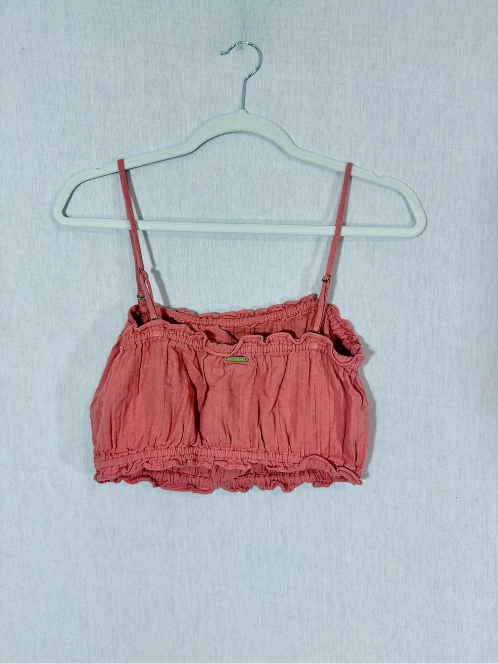 Billabong M 100%cotton Coral Ruched Crop Top with Adjustable/removable Straps